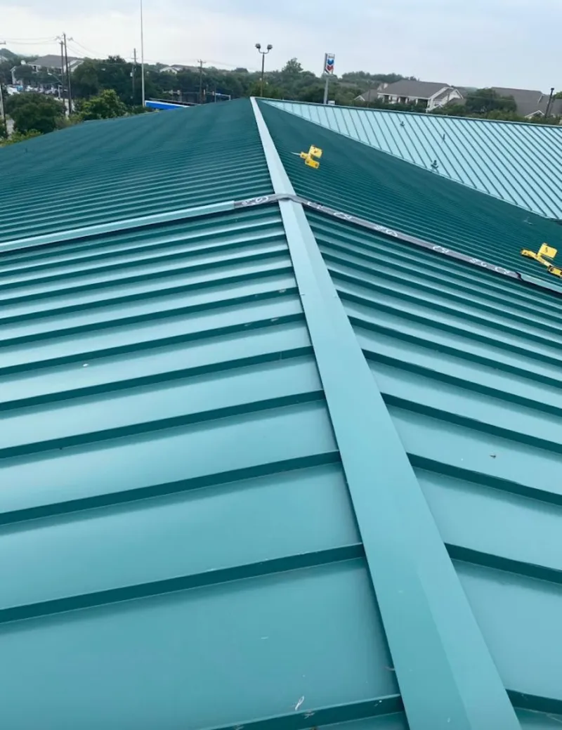 Green commercial metal roof ridge and valley for Metal Roof Repair in Lower Saucon